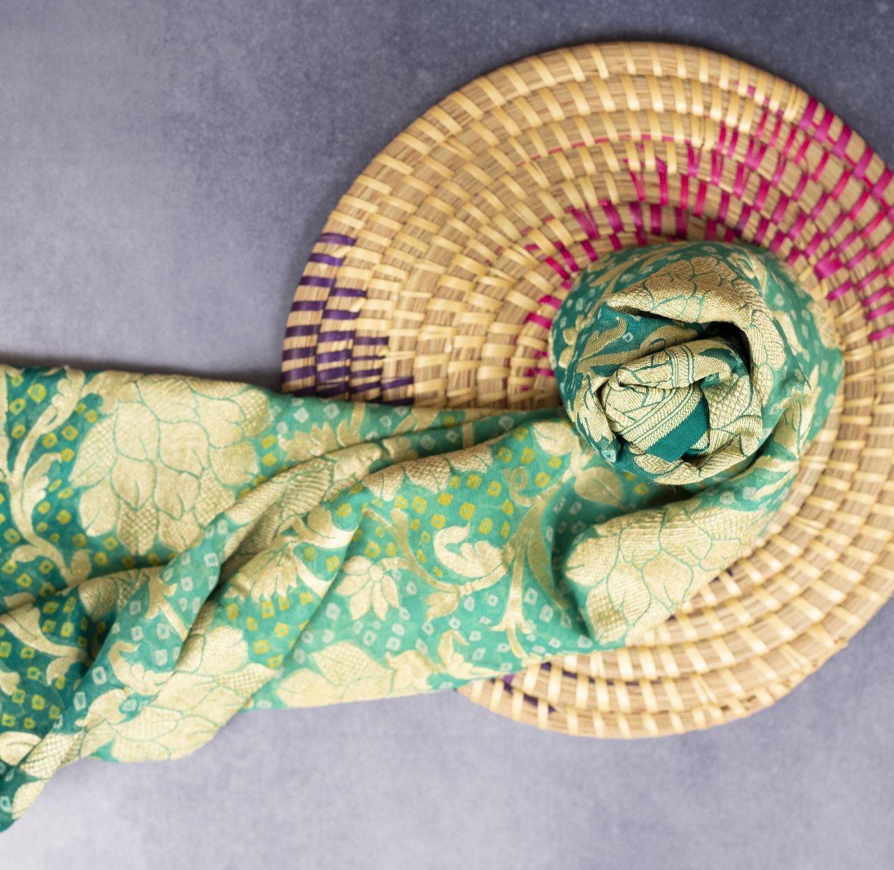 SEA GREEN BANDHANI SILK DUPATTA