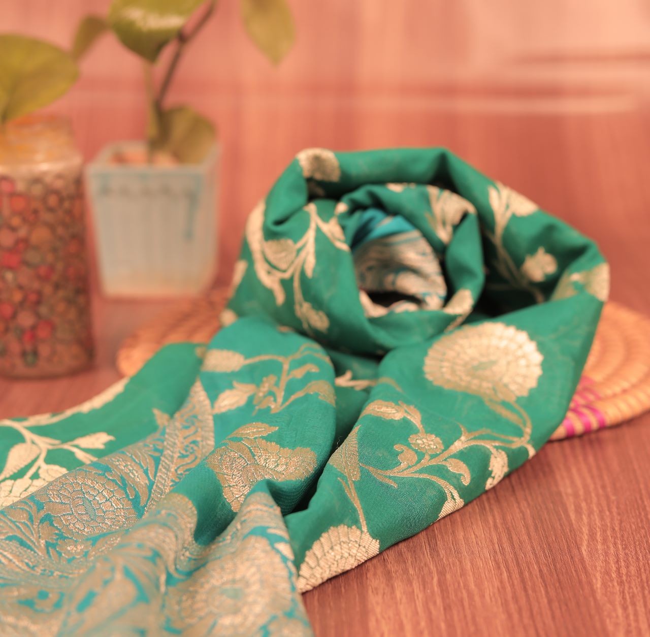 SEA GREEN CHIFFON SILK DUPATTA